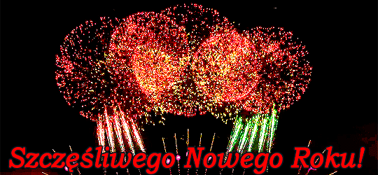 Czerwono-złote fajerwerki szczęśliwego nowego roku